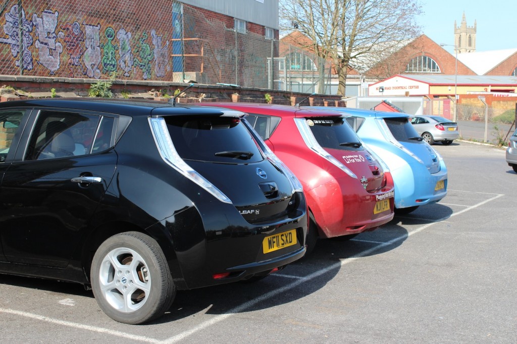Three Nissan Leafs
