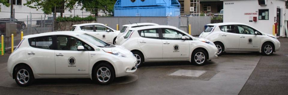 Nissan Leaf electric cars used by Seattle traffic enforcement department.
